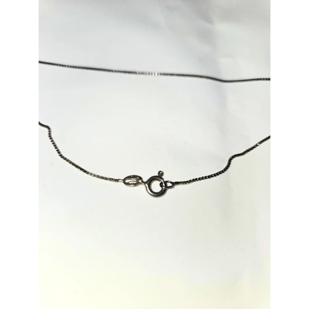 Wire Wrapped Black Oval Stone Pendant Necklace Silver Tone Chain Handmade Style